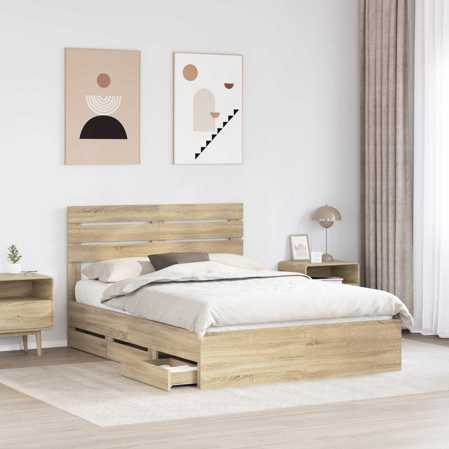 Bedframe met lade Sonoma Eiken 150 x 200 cm Ingenieurshout