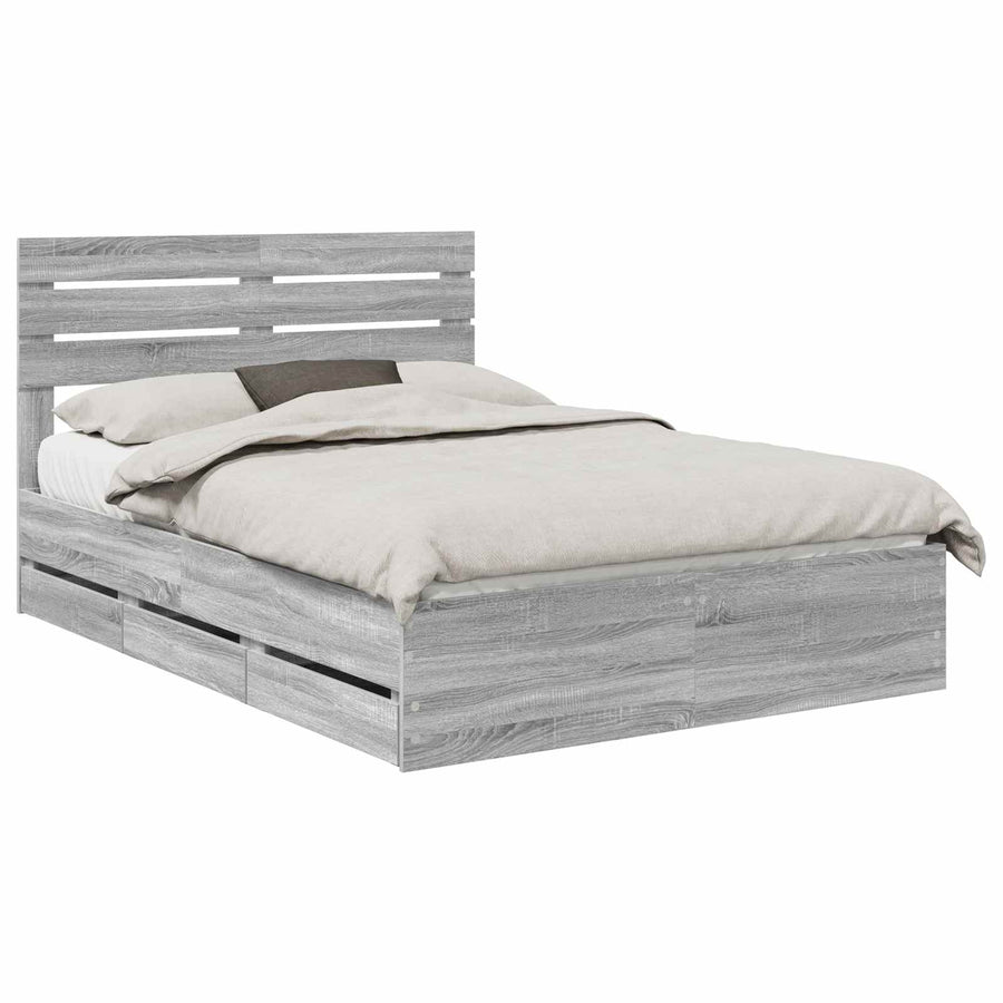 Bedframe met lade Grijs Sonoma 150 x 200 cm Ingenieurshout