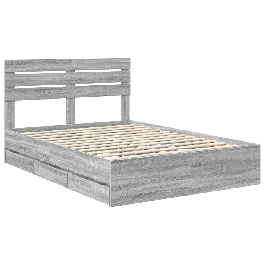 Bedframe met lade Grijs Sonoma 150 x 200 cm Ingenieurshout