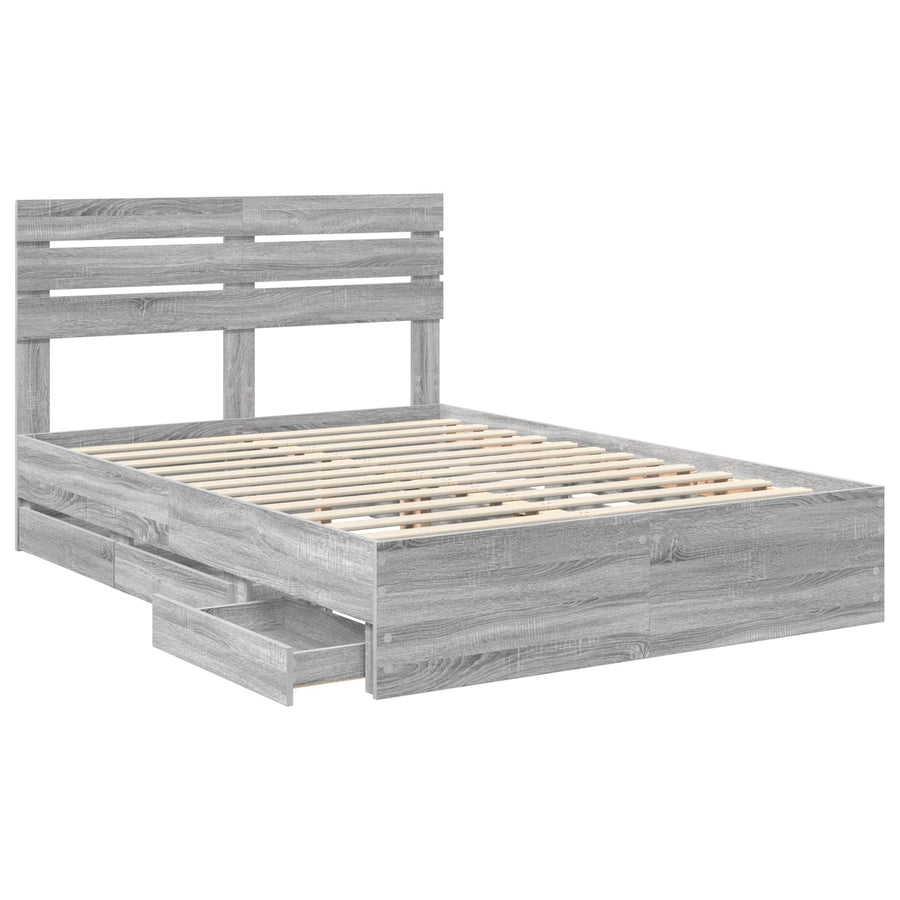 Bedframe met lade Grijs Sonoma 150 x 200 cm Ingenieurshout