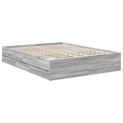 Bedframe met lade Grijs Sonoma 150 x 200 cm Ingenieurshout