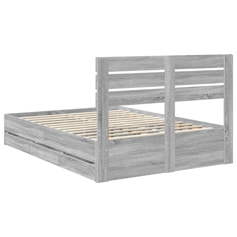 Bedframe met lade Grijs Sonoma 150 x 200 cm Ingenieurshout