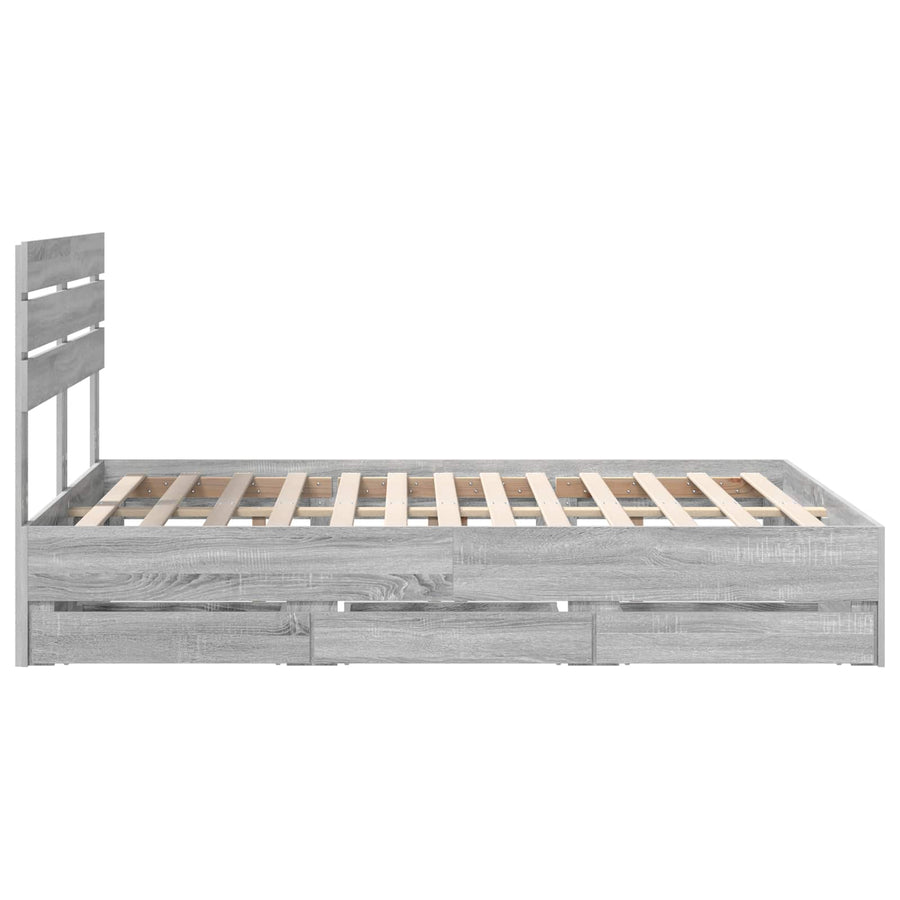 Bedframe met lade Grijs Sonoma 150 x 200 cm Ingenieurshout