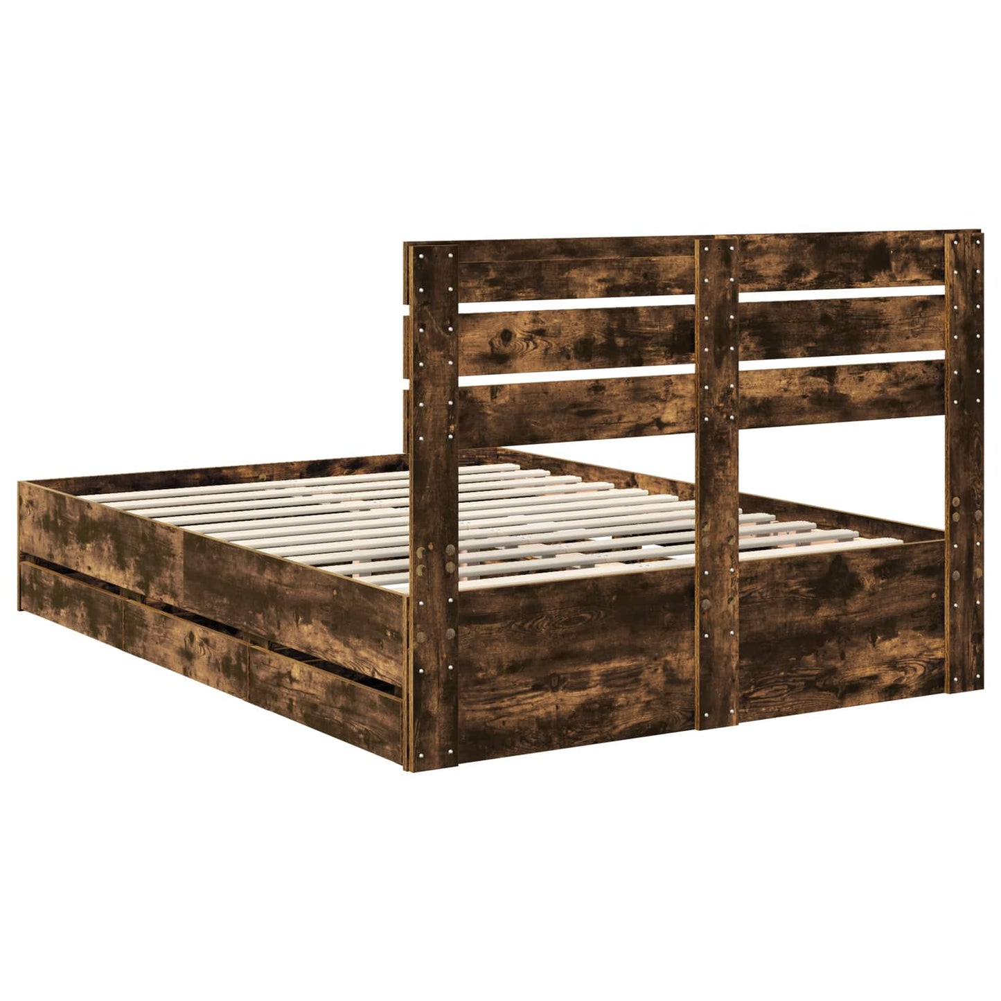 Bedframe met lade Gerookt eiken 140 x 200 cm Ingenieurshout