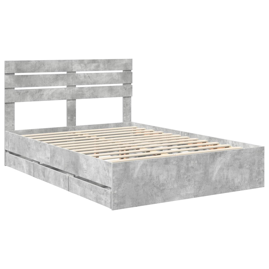Bedframe met lade Beton Grijs 140 x 190 cm Ingenieurshout