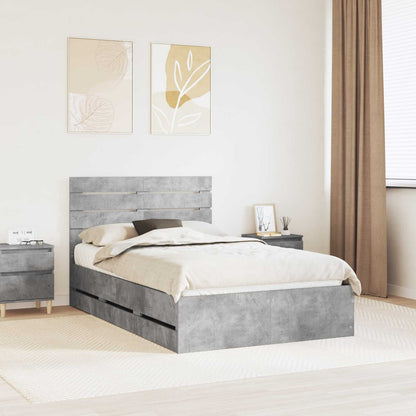 Bedframe met lade Beton Grijs 135 x 190 cm Ingenieurshout