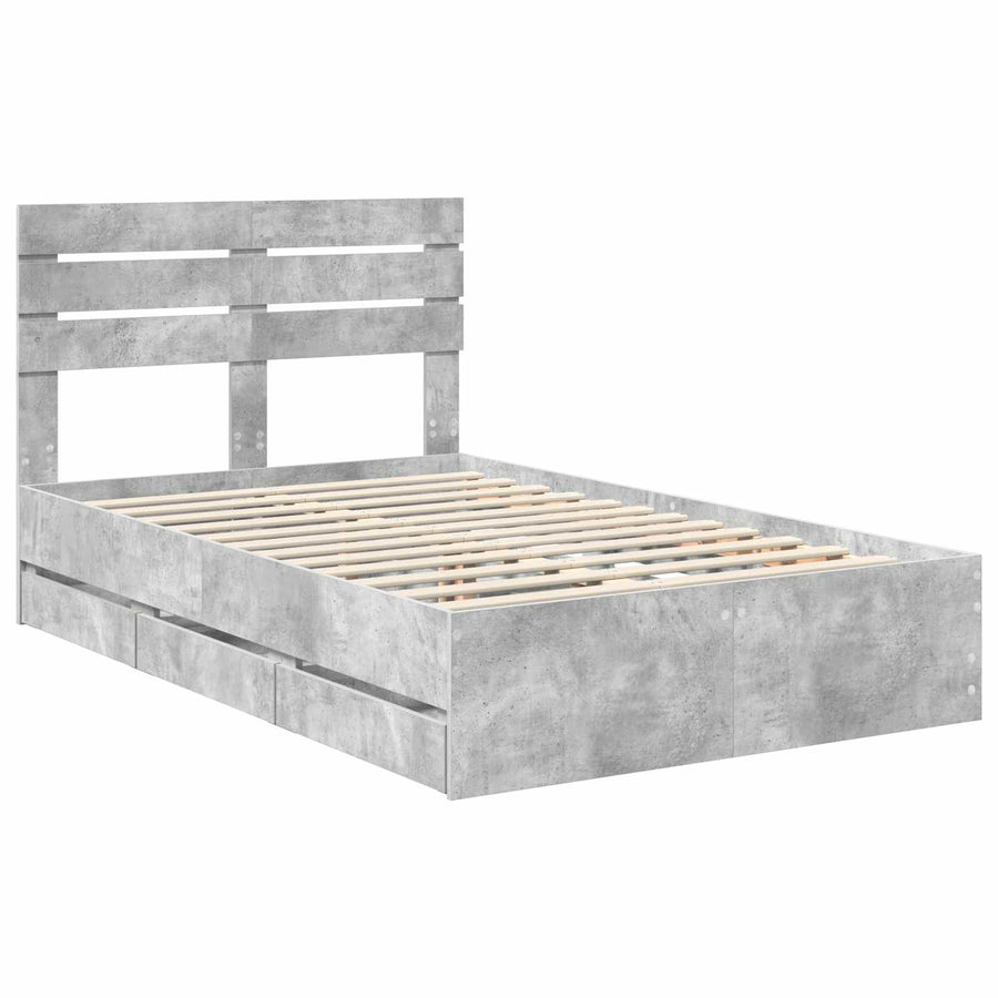 Bedframe met lade Beton Grijs 135 x 190 cm Ingenieurshout