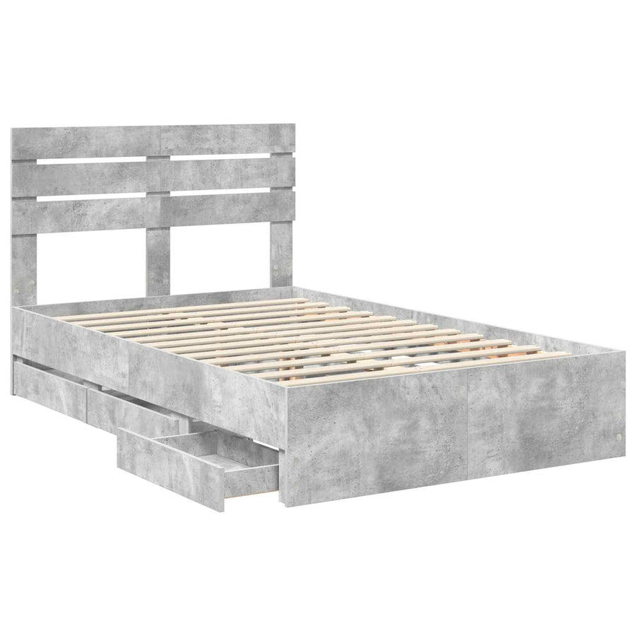 Bedframe met lade Beton Grijs 135 x 190 cm Ingenieurshout