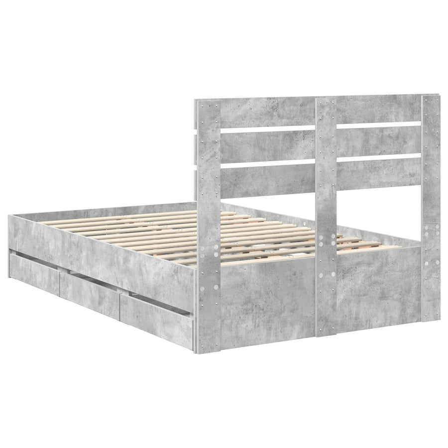 Bedframe met lade Beton Grijs 135 x 190 cm Ingenieurshout