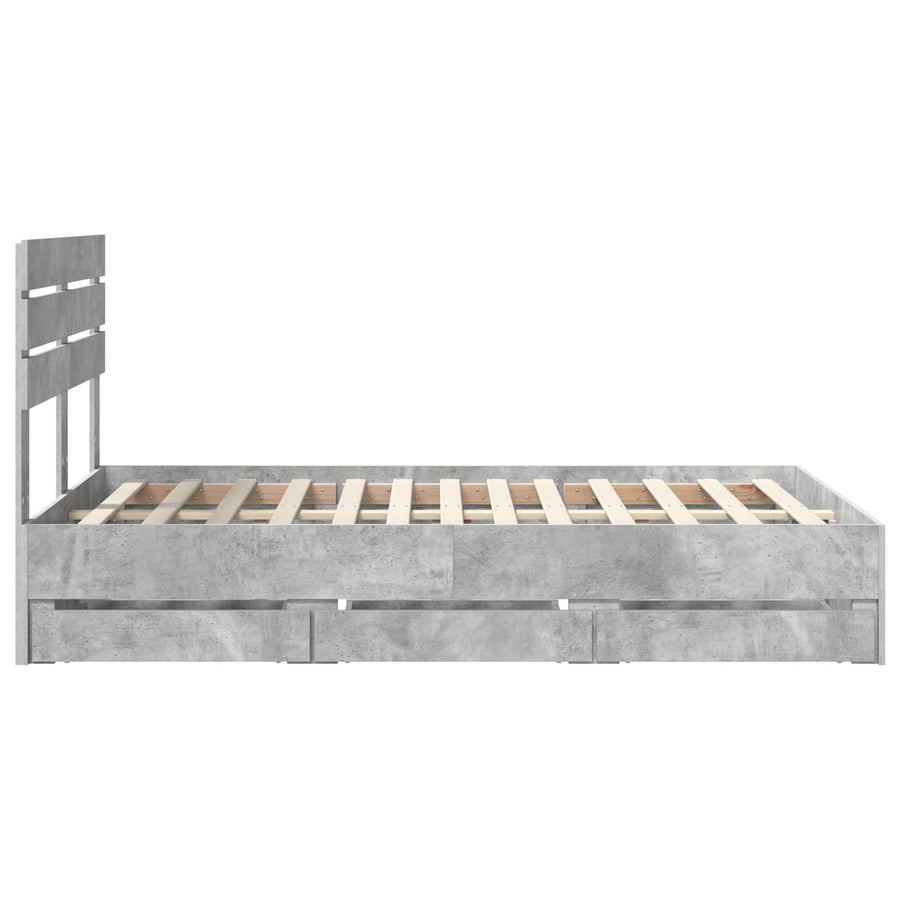 Bedframe met lade Beton Grijs 135 x 190 cm Ingenieurshout
