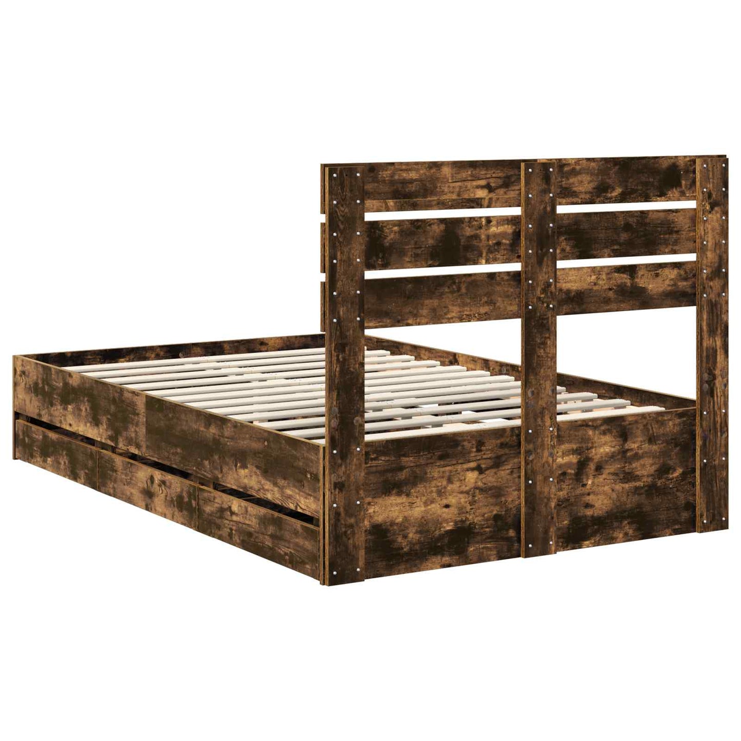 Bedframe met lade Gerookt eiken 135 x 190 cm Ingenieurshout