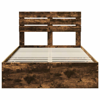 Bedframe met lade Gerookt eiken 135 x 190 cm Ingenieurshout