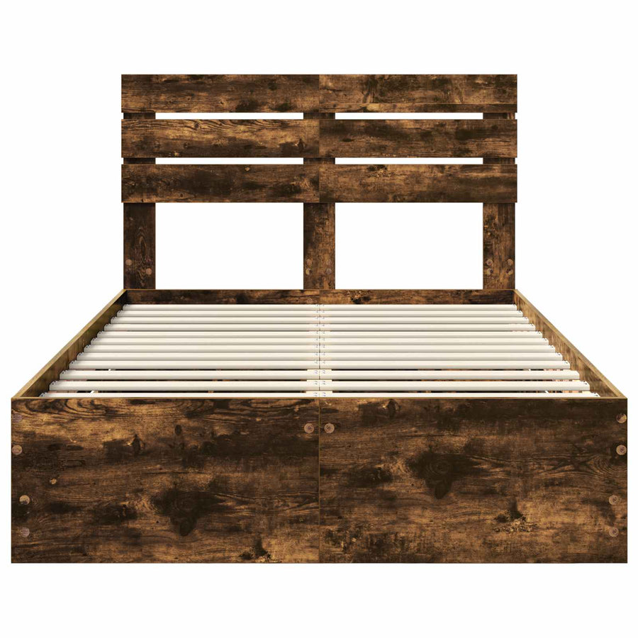 Bedframe met lade Gerookt eiken 135 x 190 cm Ingenieurshout