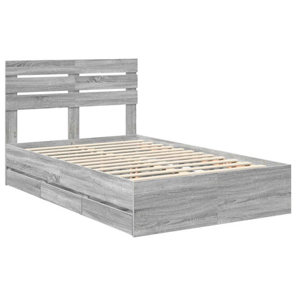 Bedframe met lade Grijs Sonoma 120 x 190 cm Ingenieurshout