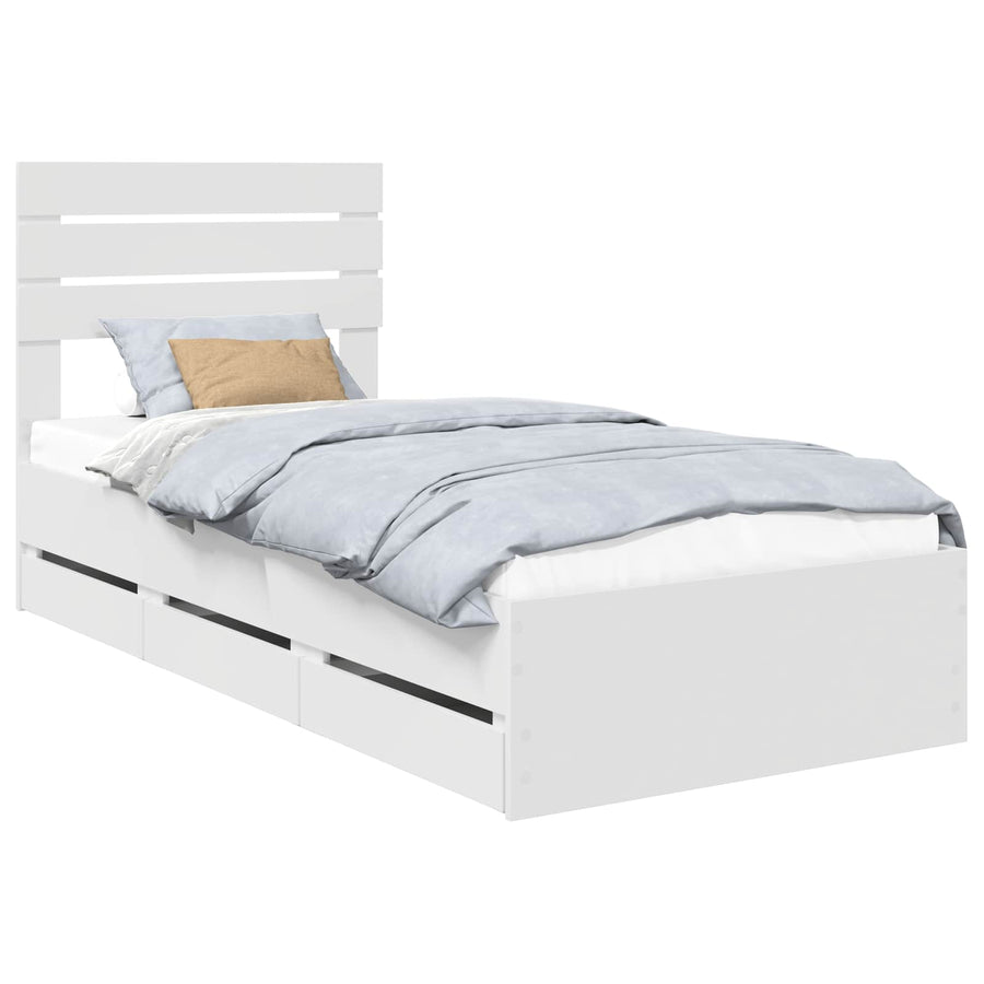 Bedframe met lade met opslag Wit 100 x 200 cm Ingenieurshout