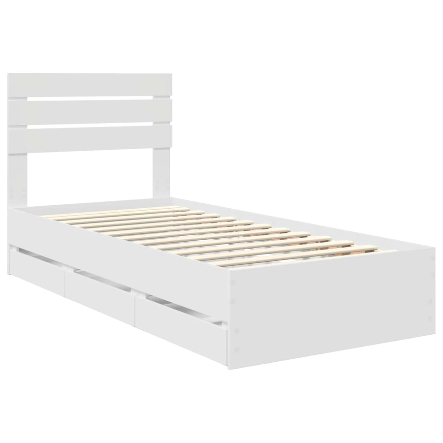 Bedframe met lade met opslag Wit 100 x 200 cm Ingenieurshout