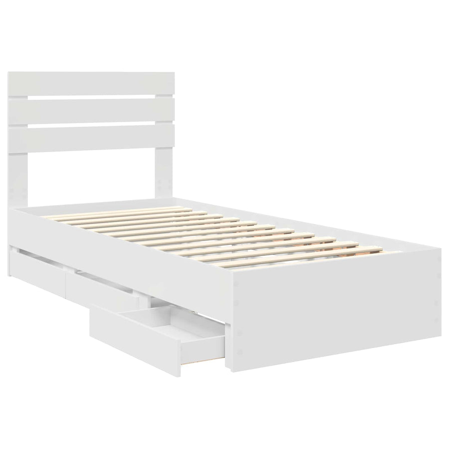 Bedframe met lade met opslag Wit 100 x 200 cm Ingenieurshout