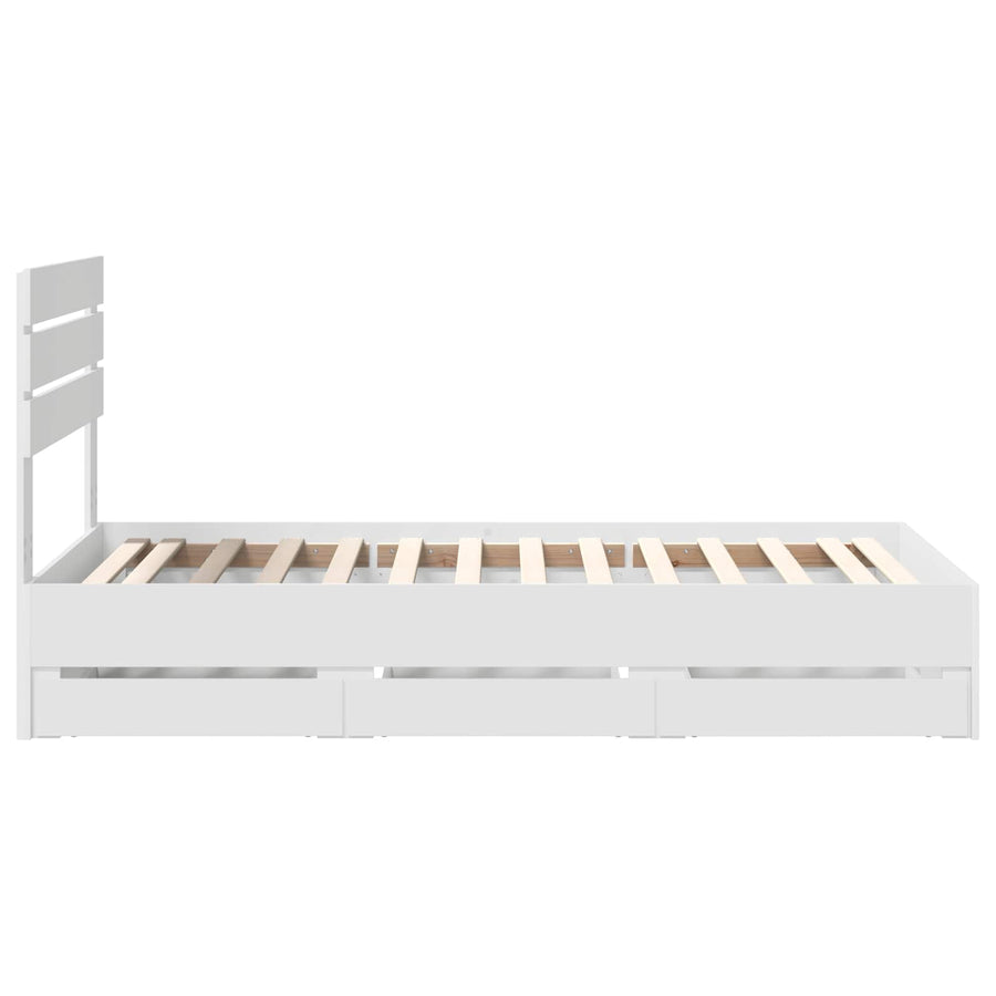 Bedframe met lade met opslag Wit 100 x 200 cm Ingenieurshout