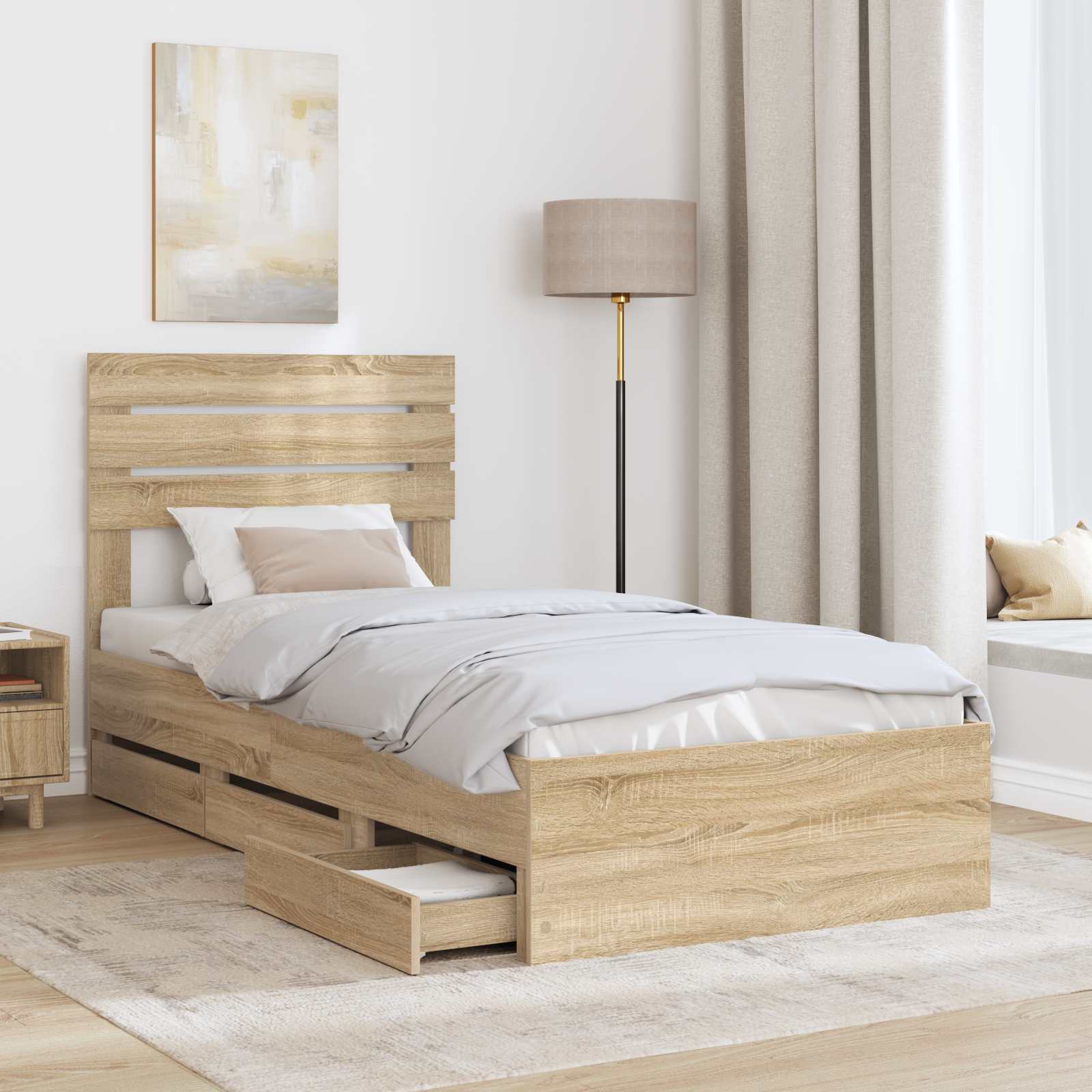 Bedframe met lade Sonoma Eiken 100 x 200 cm Ingenieurshout