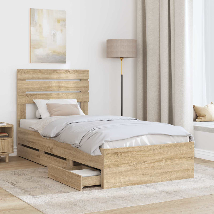 Bedframe met lade Sonoma Eiken 100 x 200 cm Ingenieurshout