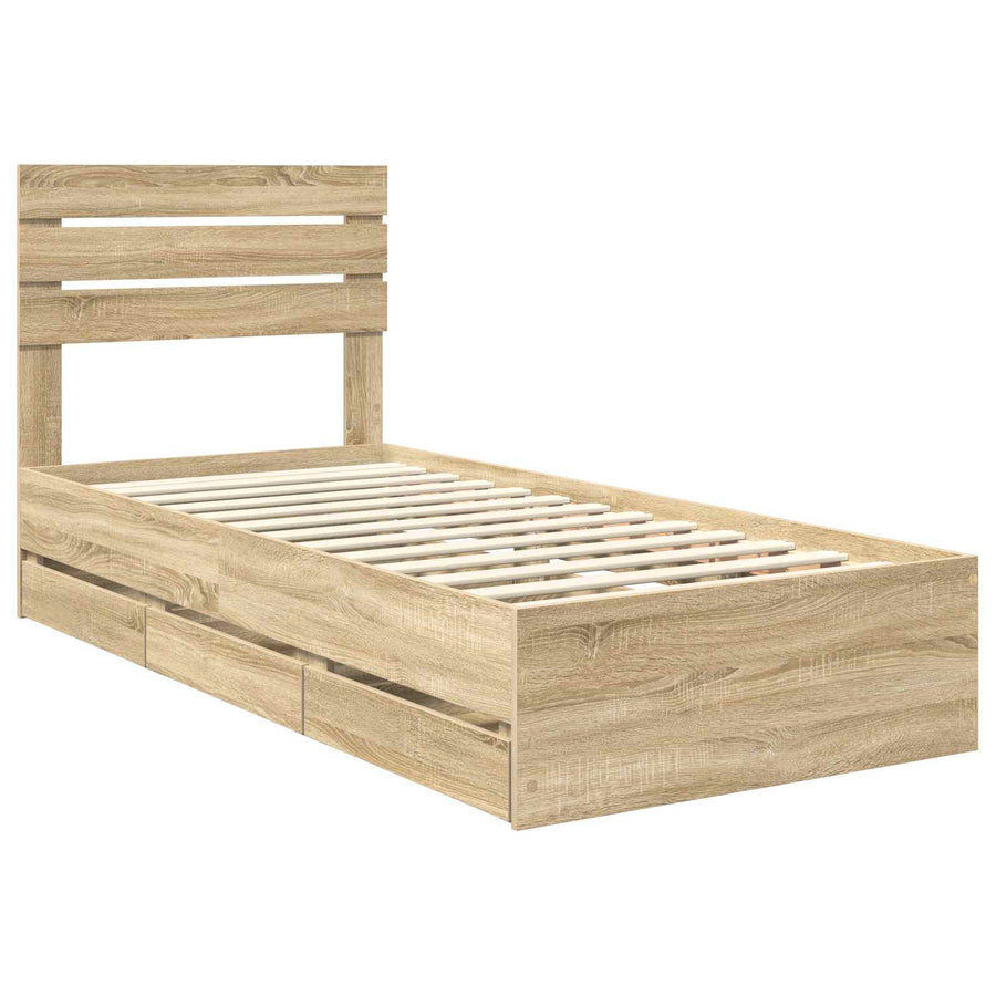 Bedframe met lade Sonoma Eiken 100 x 200 cm Ingenieurshout
