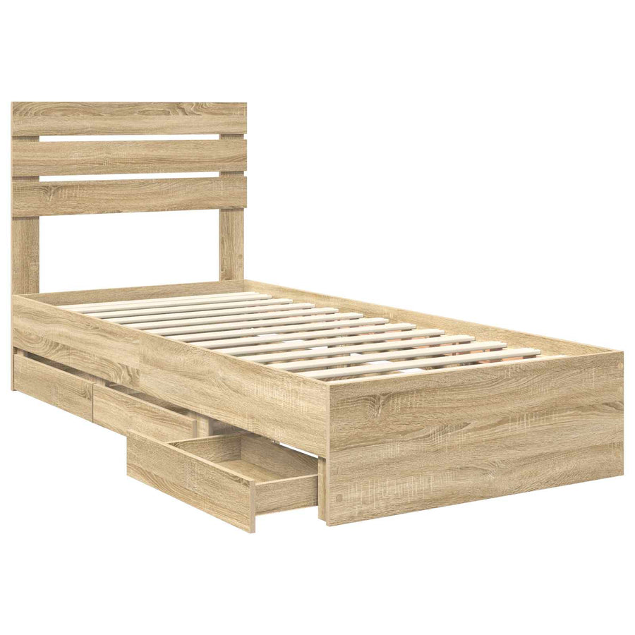 Bedframe met lade Sonoma Eiken 100 x 200 cm Ingenieurshout