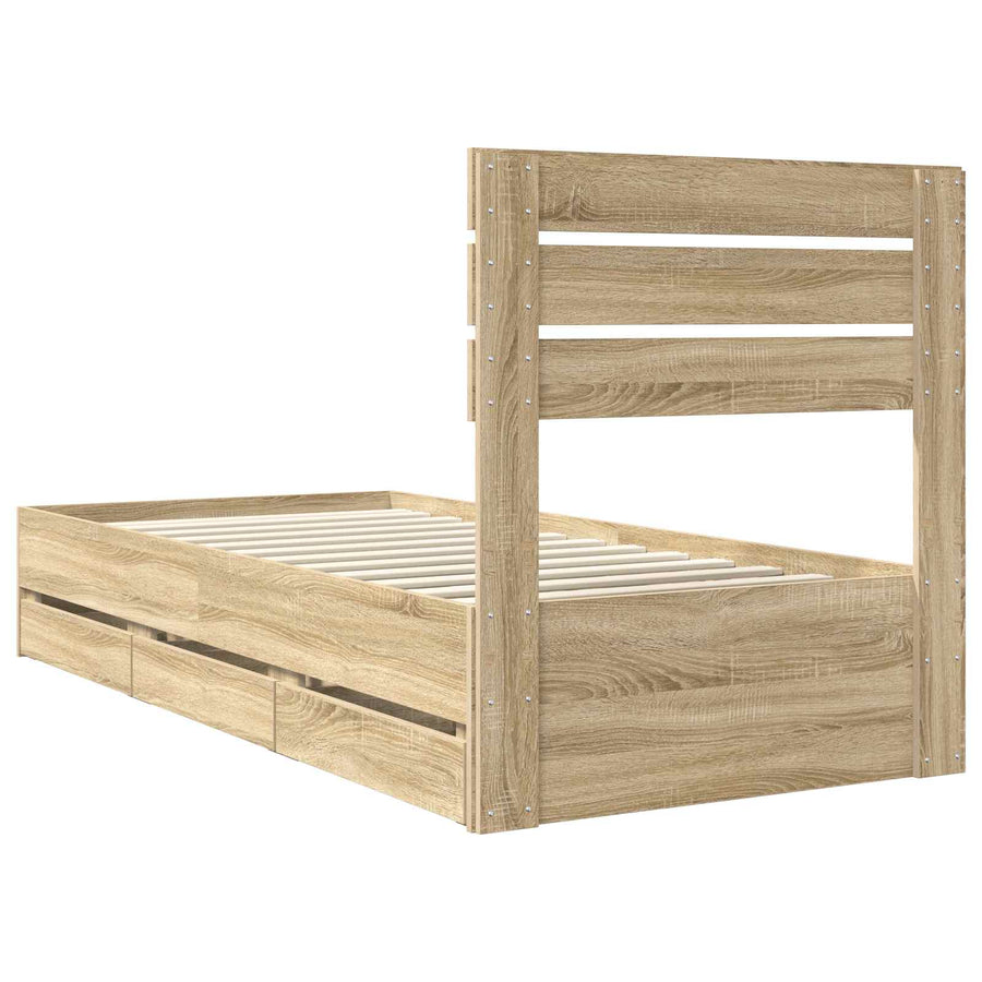 Bedframe met lade Sonoma Eiken 100 x 200 cm Ingenieurshout