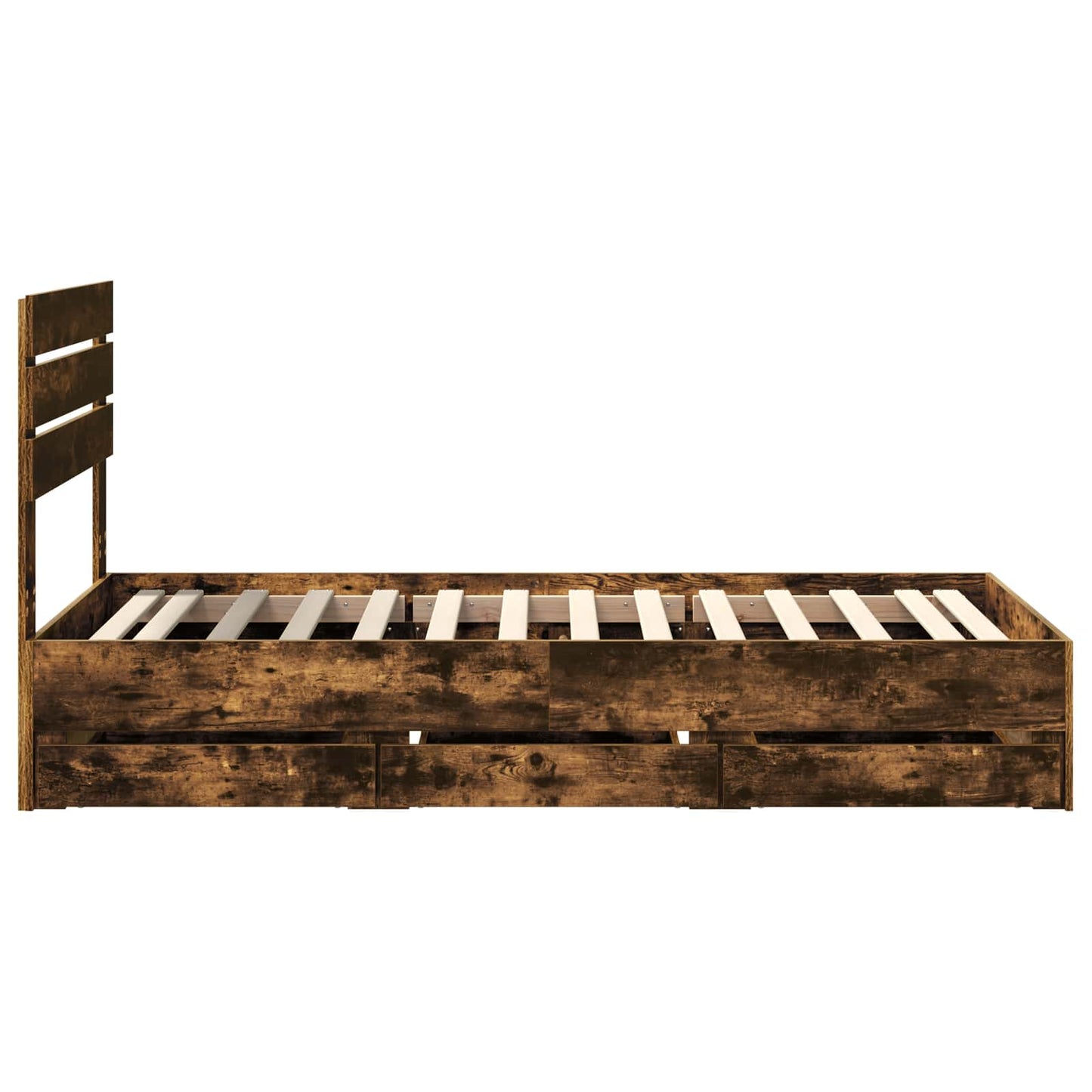 Bedframe met lade Gerookt eiken 100 x 200 cm Ingenieurshout