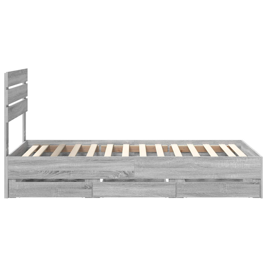 Bedframe met lade Grijs Sonoma 100 x 200 cm Ingenieurshout