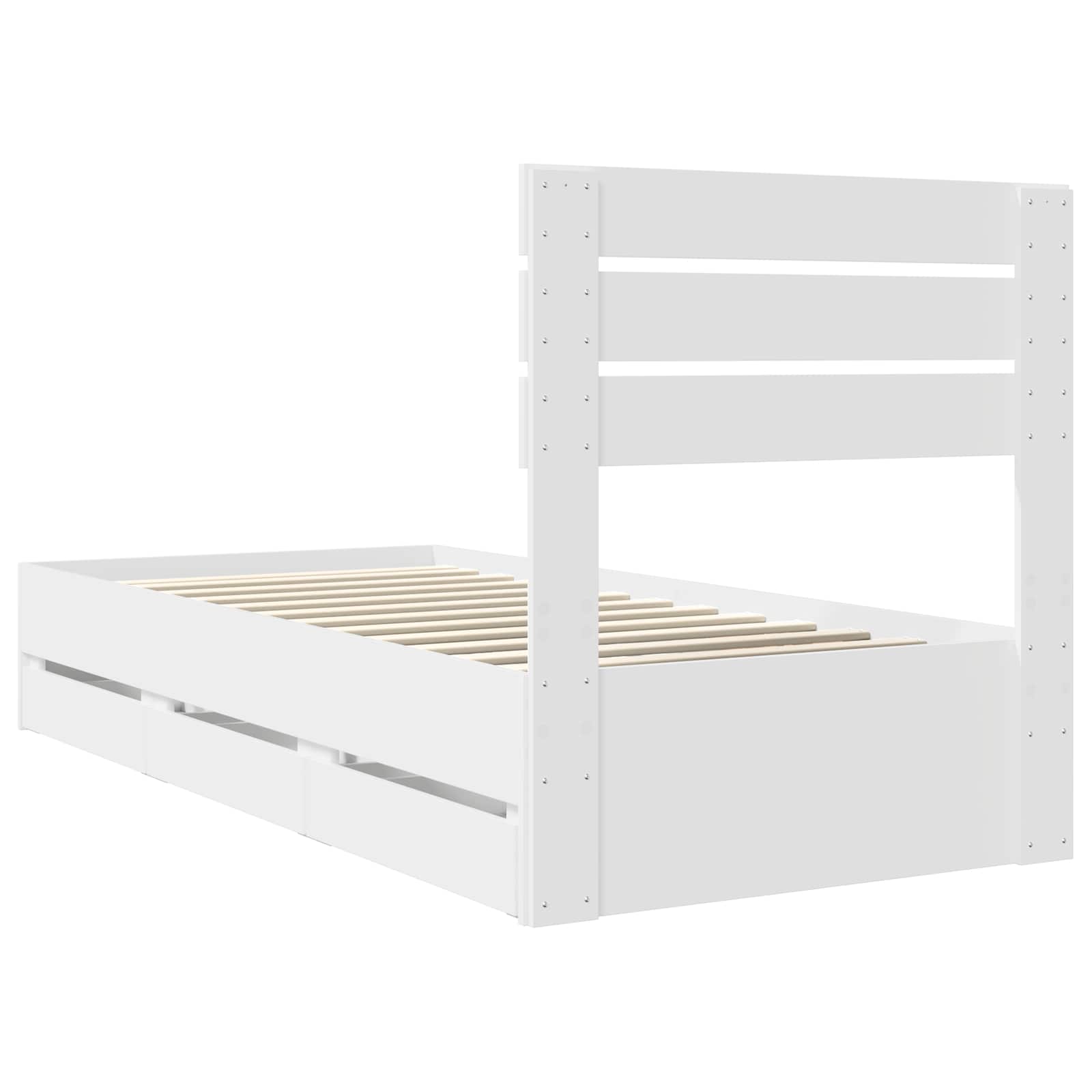 Bedframe met lade met hoofdeinde Wit 90 x 200 cm Ingenieurshout