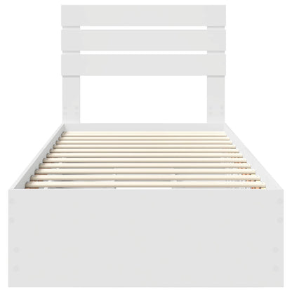 Bedframe met lade met hoofdeinde Wit 90 x 200 cm Ingenieurshout