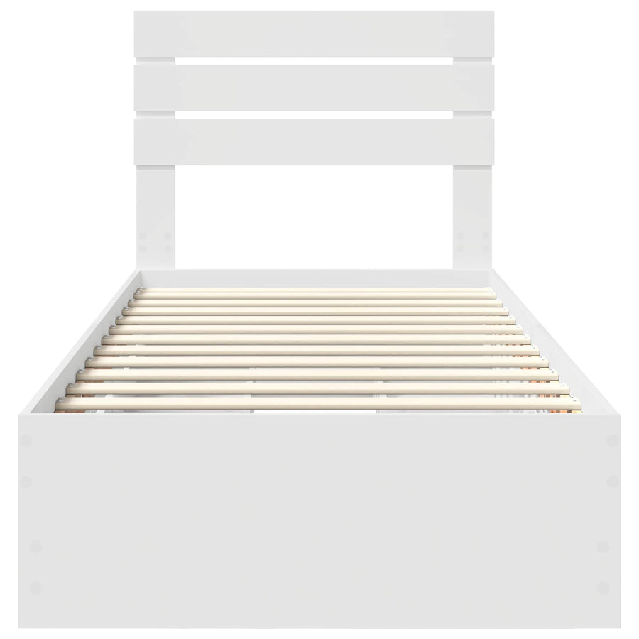 Bedframe met lade met hoofdeinde Wit 90 x 200 cm Ingenieurshout