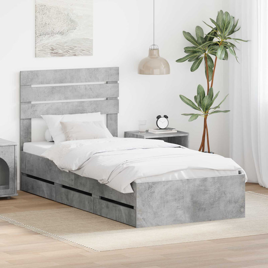 Bedframe met lade Beton Grijs 90 x 200 cm Ingenieurshout