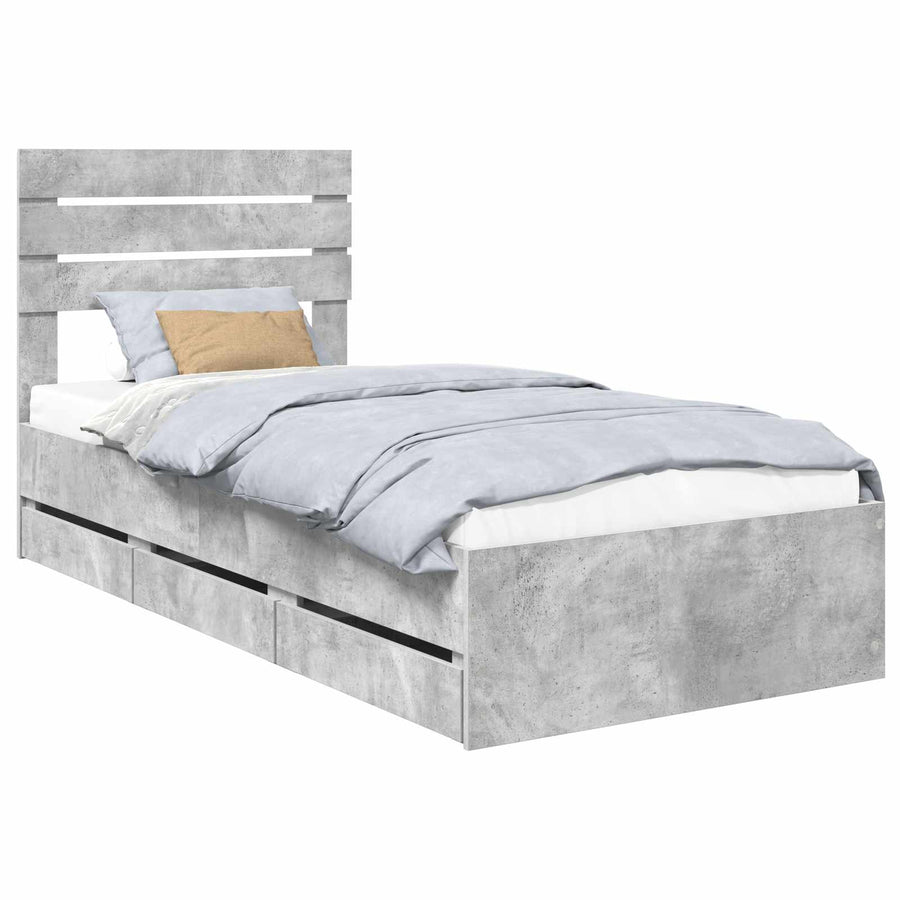 Bedframe met lade Beton Grijs 90 x 200 cm Ingenieurshout