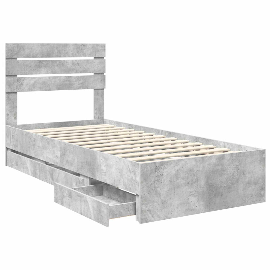 Bedframe met lade Beton Grijs 90 x 200 cm Ingenieurshout