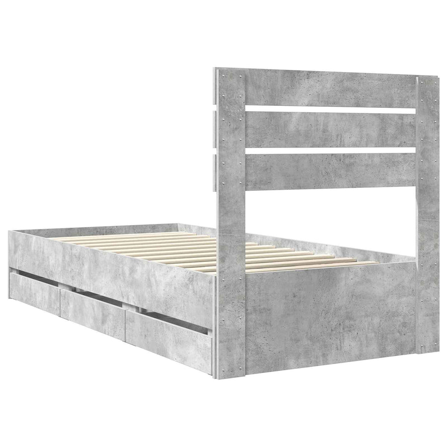 Bedframe met lade Beton Grijs 90 x 200 cm Ingenieurshout
