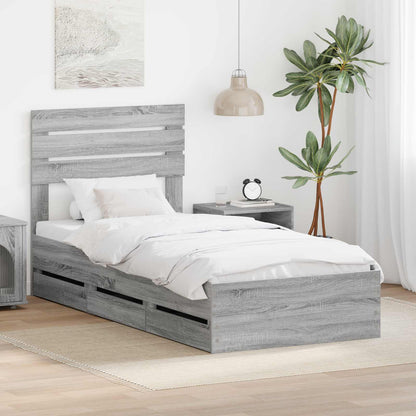 Bedframe met lade Grijs Sonoma 90 x 190 cm Ingenieurshout