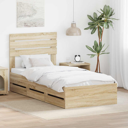 Bedframe met lade Sonoma Eiken 75 x 190 cm Ingenieurshout