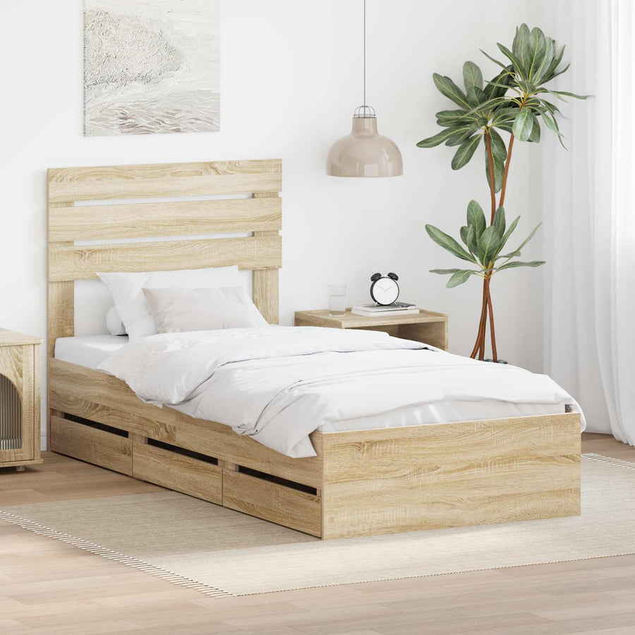 Bedframe met lade Sonoma Eiken 75 x 190 cm Ingenieurshout