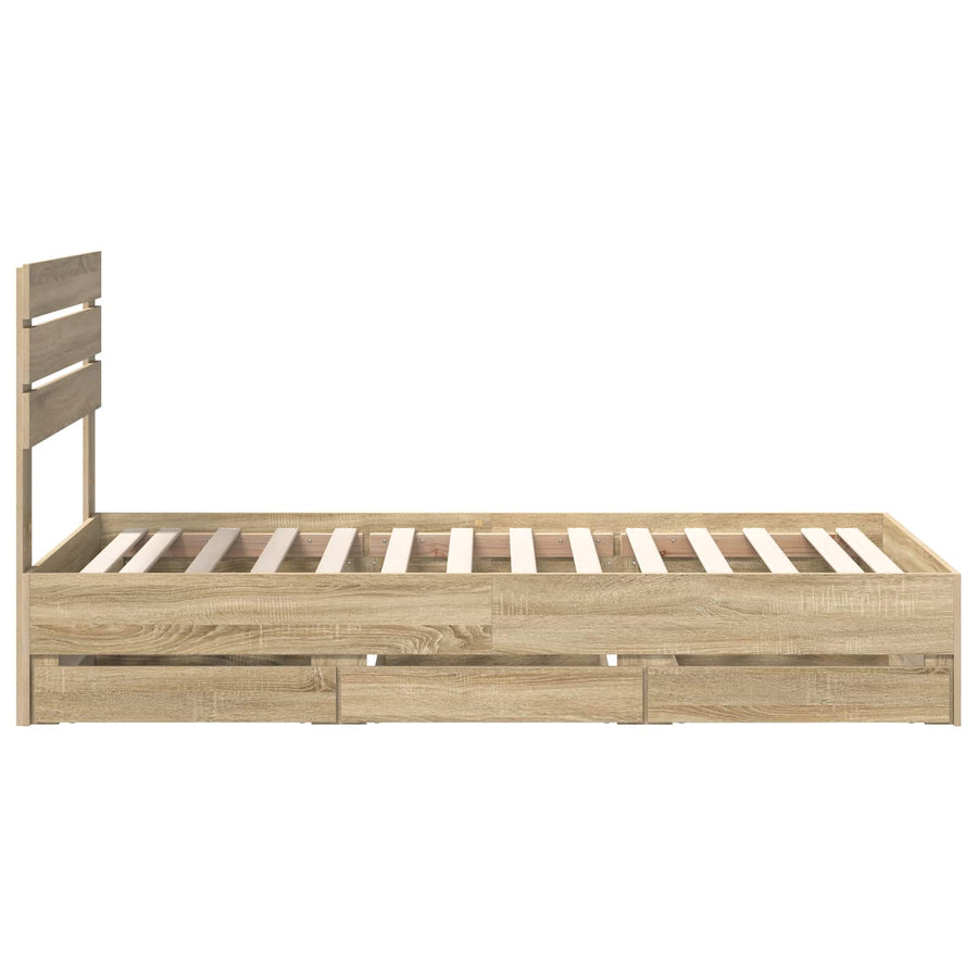Bedframe met lade Sonoma Eiken 75 x 190 cm Ingenieurshout
