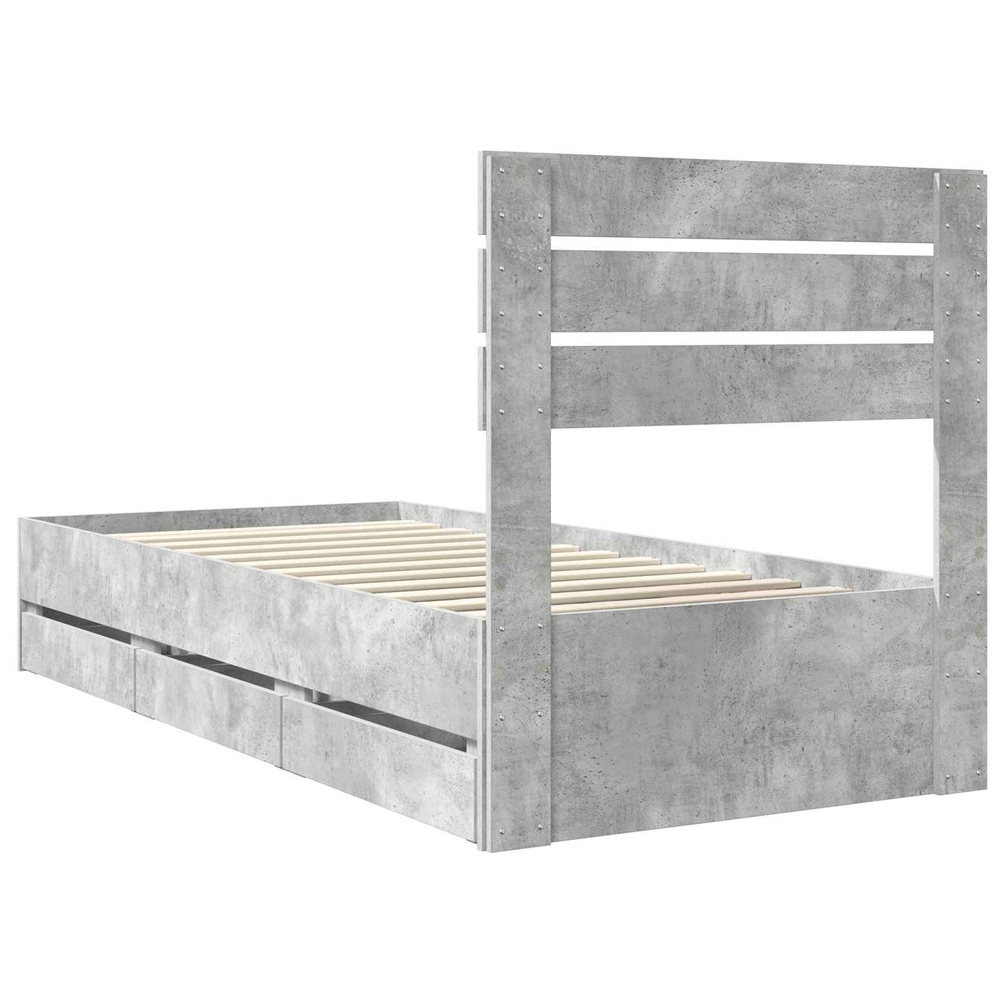 Bedframe met lade Beton Grijs 75 x 190 cm Ingenieurshout