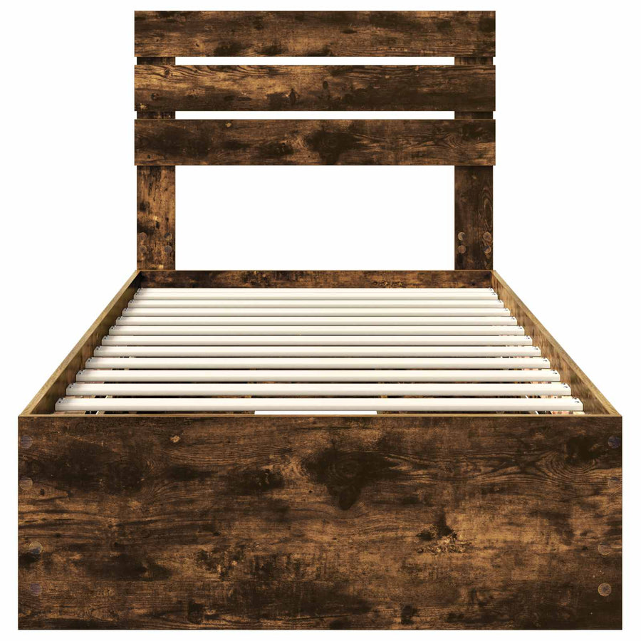 Bedframe met lade Gerookt eiken 75 x 190 cm Ingenieurshout