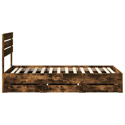 Bedframe met lade Gerookt eiken 75 x 190 cm Ingenieurshout