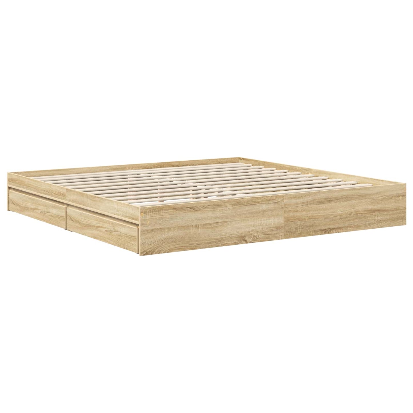 Opslag bed met hoofdeinde Wit 200 x 200 cm Bewerkt hout