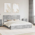 Opslag bed met hoofdeinde Beton Grijs 200 x 200 cm Bewerkt hout