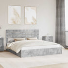 Storage Bed with Headboard Concrete Grey 200 x 200 cm Engineered Wood