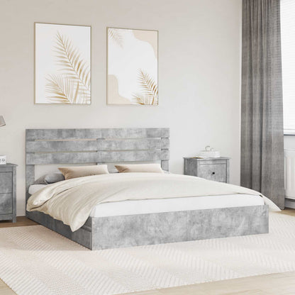 Bedframe met lade Beton Grijs 200 x 200 cm Bewerkt hout