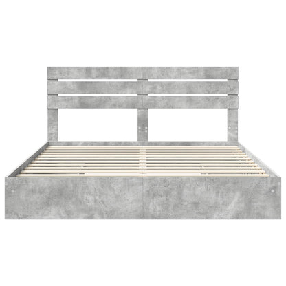 Bedframe met lade Beton Grijs 200 x 200 cm Bewerkt hout