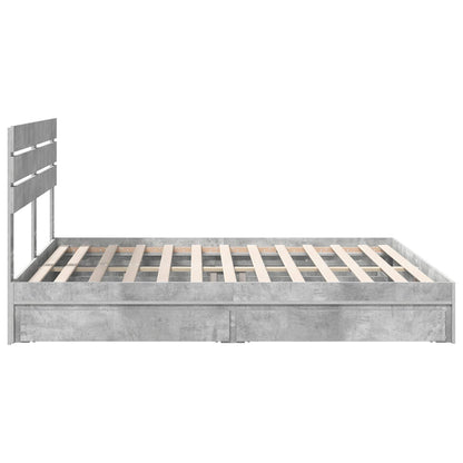 Bedframe met lade Beton Grijs 200 x 200 cm Bewerkt hout