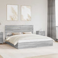 Opslag bed met lade Grijs Sonoma 200 x 200 cm Bewerkt hout